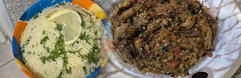 Moroccan couscous and zaalouk